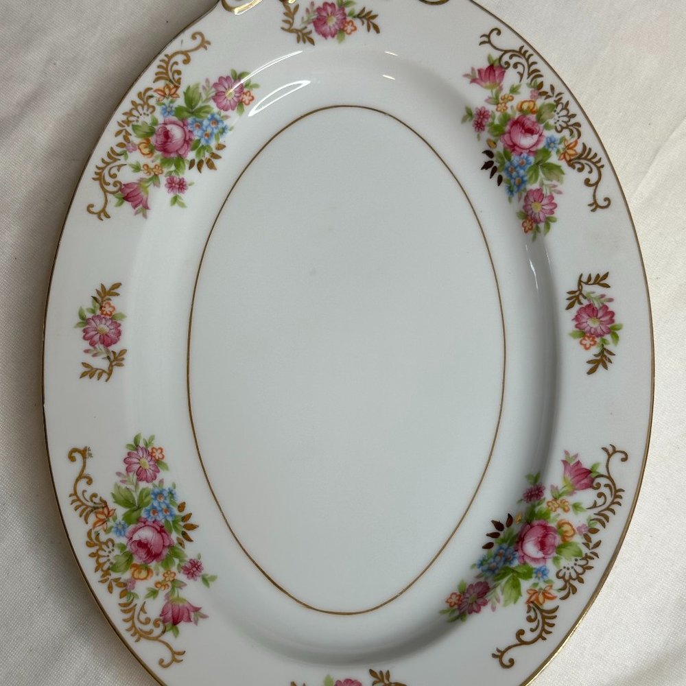 Maruichi China Large Rose Oval Platter Meat Turkey Ham Server Japan Replacement